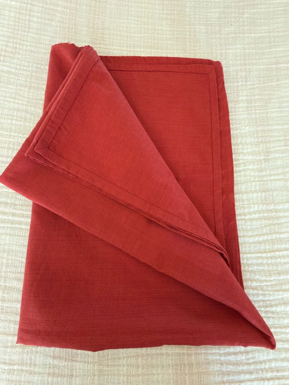 🍁🍽️ Threshold Terracotta Red Large rectangle Tablecloth 51” x 70” Like New ✨🌿